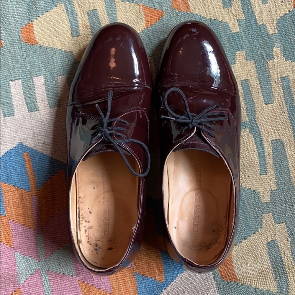 Burgundy patent leather shoes